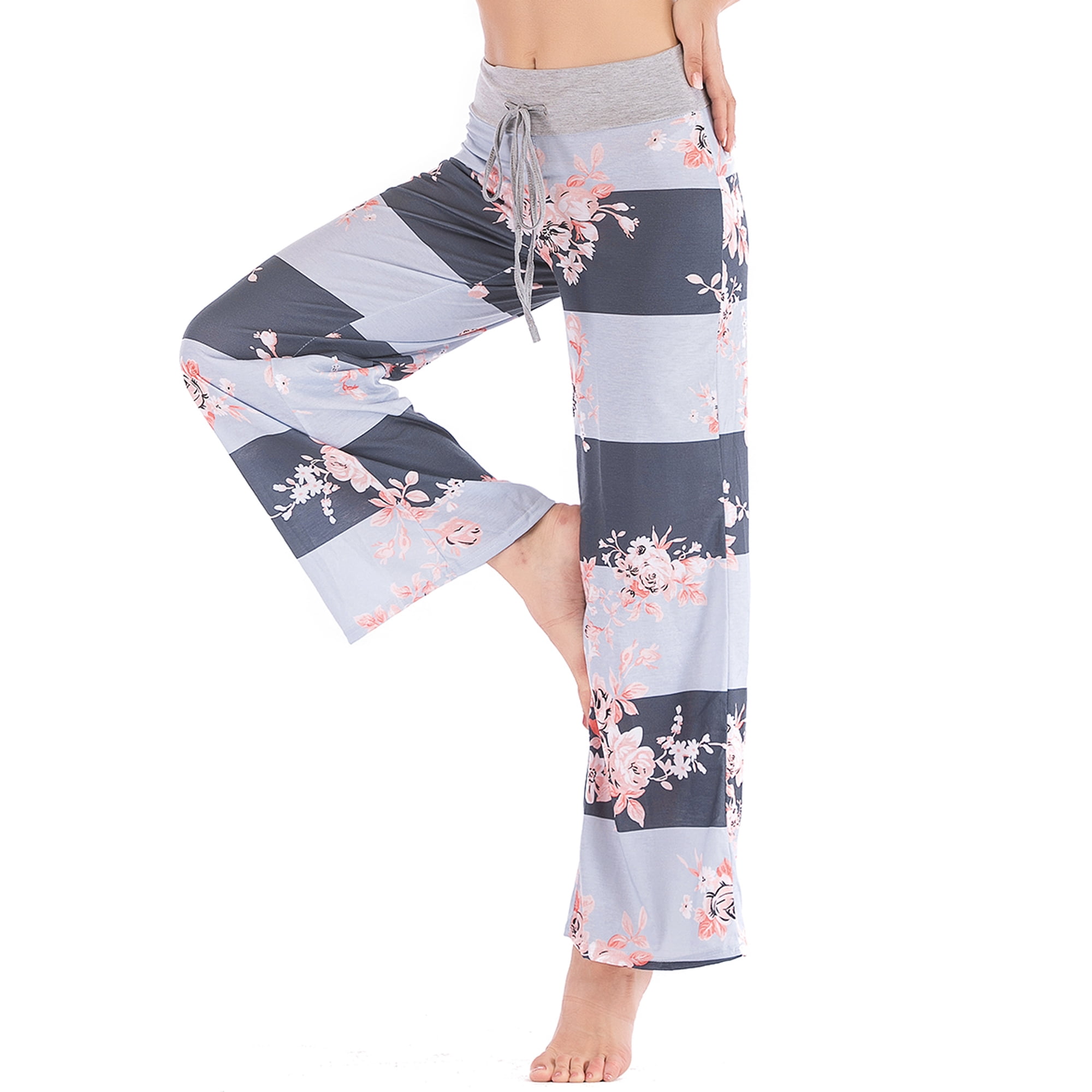 XUWU Women/'s Loose Casual Comfy Pajama Pants Drawstring Palazzo Wide Leg Lounge Pants